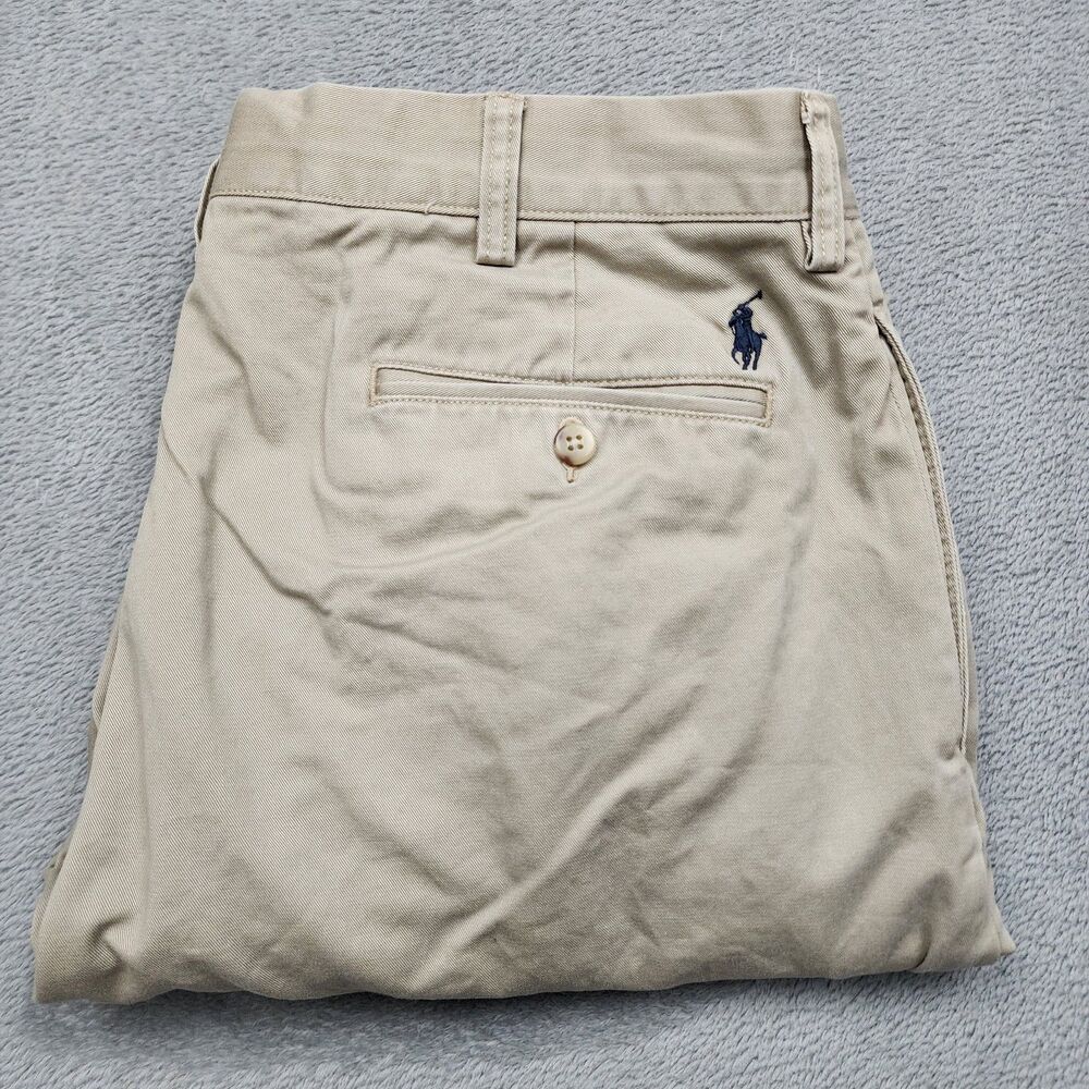 Polo Ralph Lauren Mens 38x32 Ethan Pant Beige Pleated Front Straight Leg Cotton